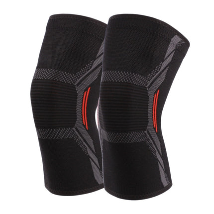 2pcs Nylon Sports Protective Gear Four-Way Stretch Knit Knee Pads, Size: XL(Black Red)-garmade.com