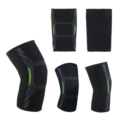 2pcs Nylon Sports Protective Gear Four-Way Stretch Knit Knee Pads, Size: XL(Black Blue)-garmade.com