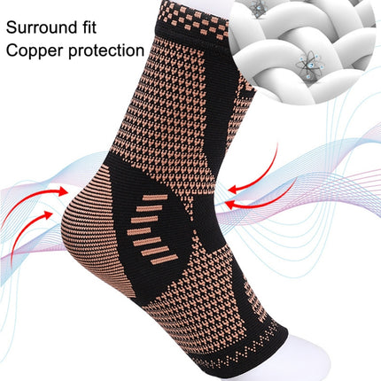 2pcs Copper Fiber Sports Ankle Pads Nylon Knitted Breathable Protective Gear(Black Orange L)-garmade.com