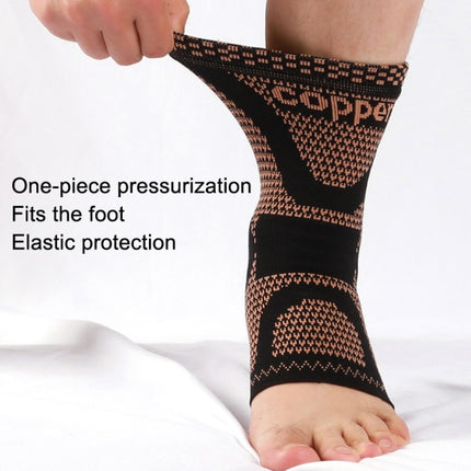2pcs Copper Fiber Sports Ankle Pads Nylon Knitted Breathable Protective Gear(Black Orange L)-garmade.com