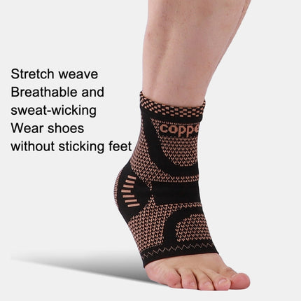 2pcs Copper Fiber Sports Ankle Pads Nylon Knitted Breathable Protective Gear(Black Orange L)-garmade.com