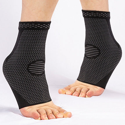 2pcs Nylon Knitted Ankle Pads Compression Support Anti-Sprain Cycling Protective Gear(Black S)-garmade.com