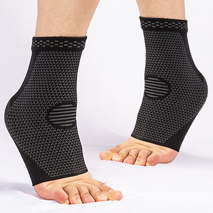 2pcs Nylon Knitted Ankle Pads Compression Support Anti-Sprain Cycling Protective Gear(Black L)-garmade.com