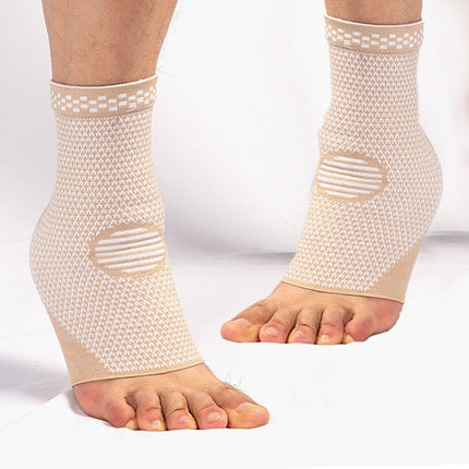 2pcs Nylon Knitted Ankle Pads Compression Support Anti-Sprain Cycling Protective Gear(White S)-garmade.com