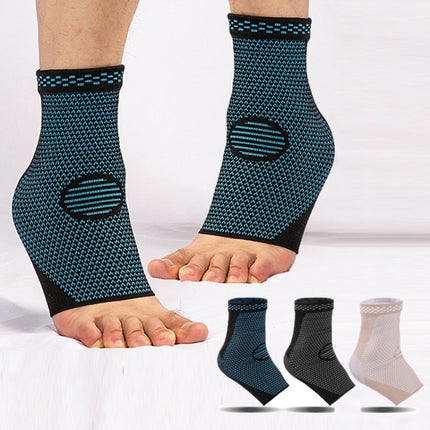 2pcs Nylon Knitted Ankle Pads Compression Support Anti-Sprain Cycling Protective Gear(Black L)-garmade.com