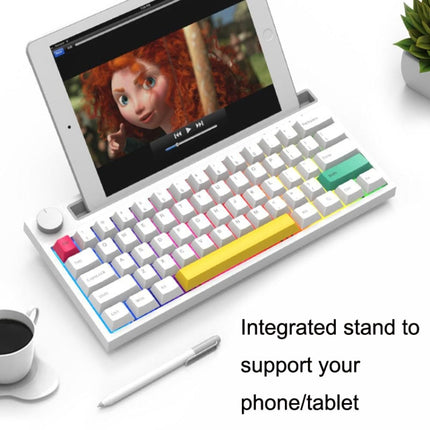 Ajazz K620T 62 Keys Bluetooth Wireless Dual Mode Mechanical Keyboard, Style: Pink Shaft (White)-garmade.com