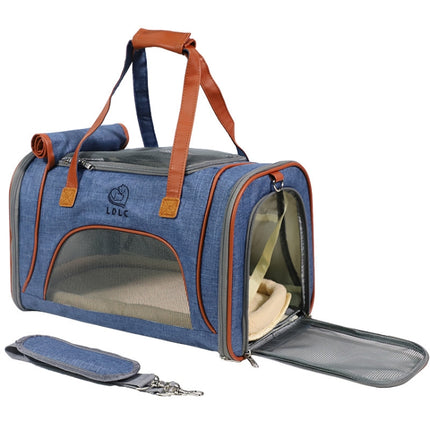 LDLC QS-012 Pet Outing Portable Breathable Foldable Tote Bag(Denim Blue)-garmade.com