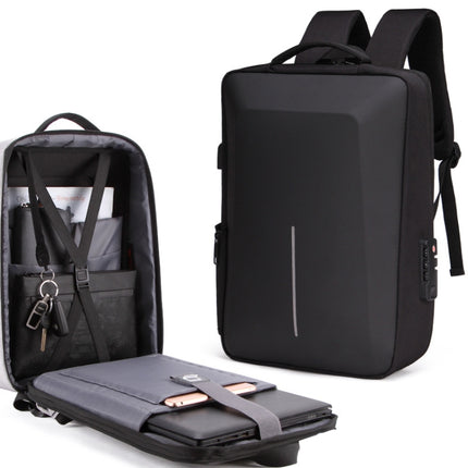 Hard Shell Backpack Alloy Frame Anti-Theft Computer Bag For Men, Color: 8001 Black-garmade.com