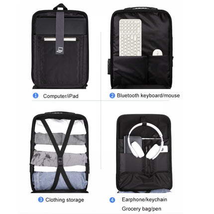 Hard Shell Backpack Alloy Frame Anti-Theft Computer Bag For Men, Color: 8001 Black-garmade.com