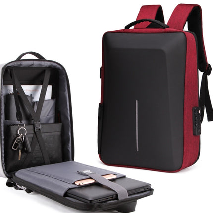 Hard Shell Backpack Alloy Frame Anti-Theft Computer Bag For Men, Color: 8001 Red-garmade.com
