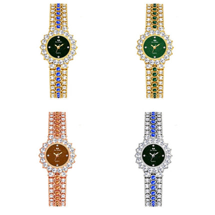 BS Bee Sister FA1580 Sparkling Full Diamond Watch Temperament Women Chain Watch(Golden Green)-garmade.com