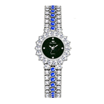 BS Bee Sister FA1580 Sparkling Full Diamond Watch Temperament Women Chain Watch(Silver Blue)-garmade.com