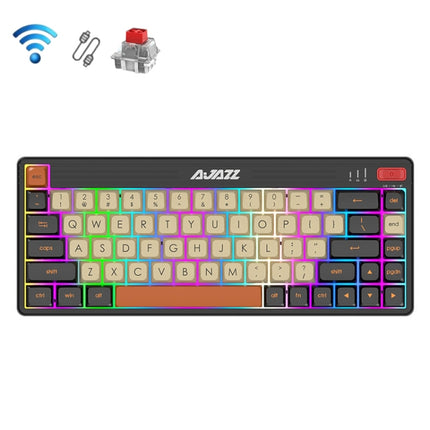 Ajazz K690T 69-key Wireless+Bluetooth+Wired Mechanical RGB Gaming Office Keyboard(Red Shaft)-garmade.com