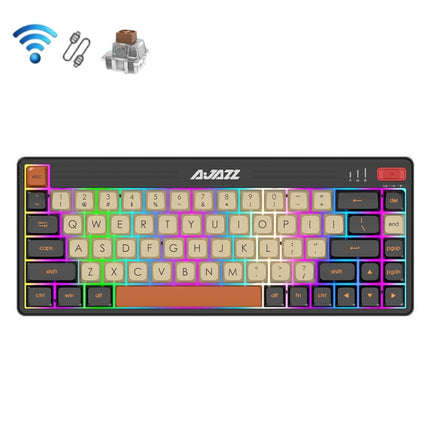 Ajazz K690T 69-key Wireless+Bluetooth+Wired Mechanical RGB Gaming Office Keyboard(Tea Shaft)-garmade.com