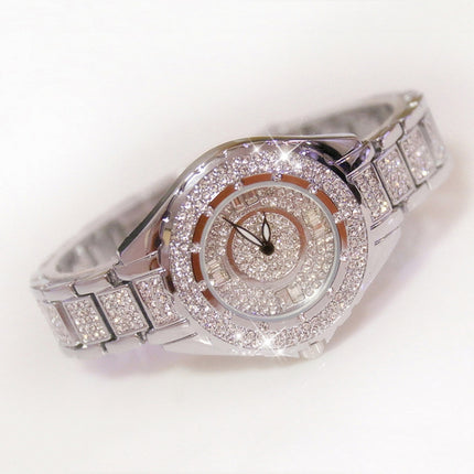 BS Bee Sister FA0917L Niche Full Diamond Ladies Watch(Silver)-garmade.com