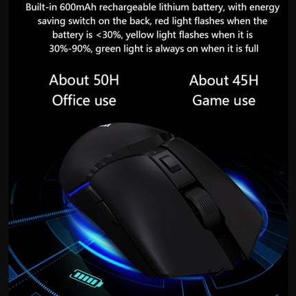 Ajazz I309Pro 1600 DPI 8 Keys Dual Mode Gaming Wireless Bluetooth Mouse(Black)-garmade.com