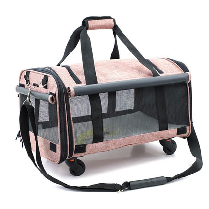 LDLC QS-019 Hauling Universal Wheel Large-capacity Pet Carrier Bag, Size: M(Light Pink)-garmade.com