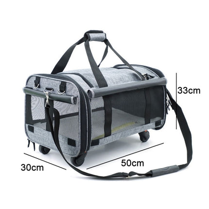 LDLC QS-019 Hauling Universal Wheel Large-capacity Pet Carrier Bag, Size: M(Light Gray)-garmade.com