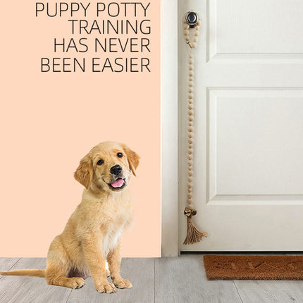 Dog Doorbell Dog Trainer Hanging Rope Funny Cat Toy,Style: Wooden Beads Gold-garmade.com