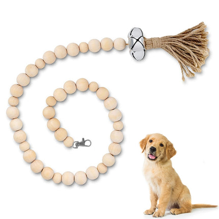 Dog Doorbell Dog Trainer Hanging Rope Funny Cat Toy,Style: Wooden Beads Silver-garmade.com