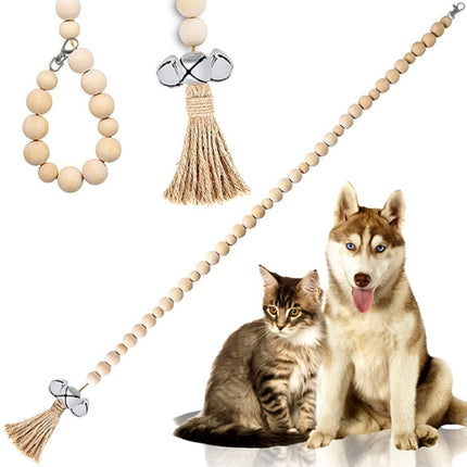 Dog Doorbell Dog Trainer Hanging Rope Funny Cat Toy,Style: Wooden Beads Silver-garmade.com