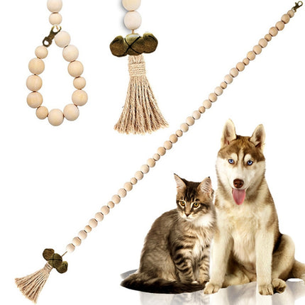 Dog Doorbell Dog Trainer Hanging Rope Funny Cat Toy,Style: Wooden Beads Copper-garmade.com