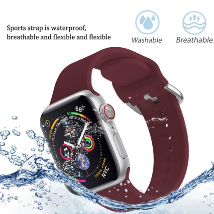 Silicone Solid Color Watch Band For Apple Watch Series 6&SE&5&4 40mm(Wine Red)-garmade.com