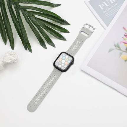 Two Color Silicone Porous Watch Bands For Apple Watch, Specification: 38/40mm S(Gray+White)-garmade.com