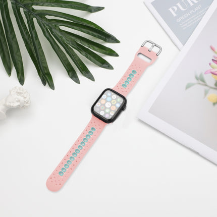 Two Color Silicone Porous Watch Bands For Apple Watch, Specification: 38/40mm S(Pink+Green)-garmade.com
