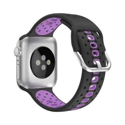 Two Color Silicone Porous Watch Bands For Apple Watch, Specification: 38/40mm S(Black+Purple)-garmade.com