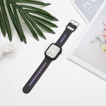 Two Color Silicone Porous Watch Bands For Apple Watch, Specification: 38/40mm S(Black+Purple)-garmade.com