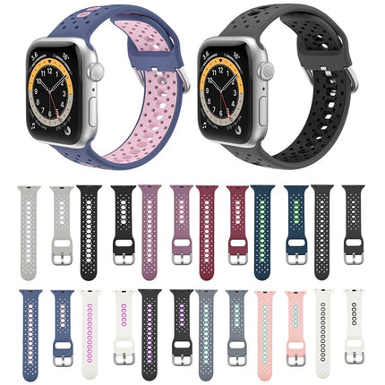 Silicone Porous Watch Bands For Apple Watch Series 4&5&6, Specification: 40mm (Rock Green Pink)-garmade.com