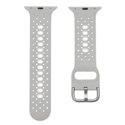 Two Color Silicone Porous Watch Bands For Apple Watch, Specification: 38/40mm L(Gray+White)-garmade.com