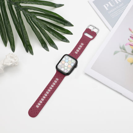 Two Color Silicone Porous Watch Bands For Apple Watch, Specification: 38/40mm L(Rose Red+Pink)-garmade.com