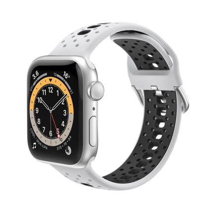 Silicone Porous Watch Bands For Apple Watch Series 4&5&6, Specification: 40mm (White+Black)-garmade.com