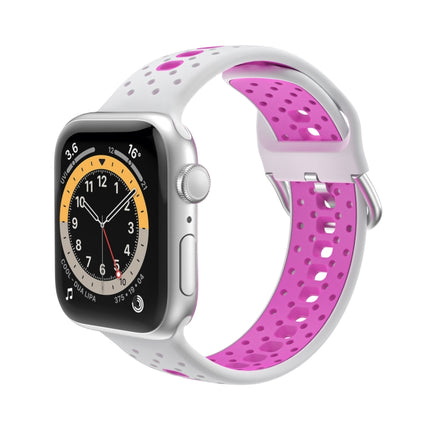 Silicone Porous Watch Bands For Apple Watch Series 4&5&6, Specification: 40mm (White+Purple)-garmade.com