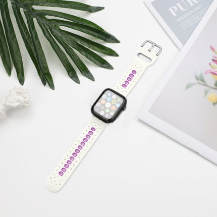 Silicone Porous Watch Bands For Apple Watch Series 4&5&6, Specification: 40mm (White+Purple)-garmade.com
