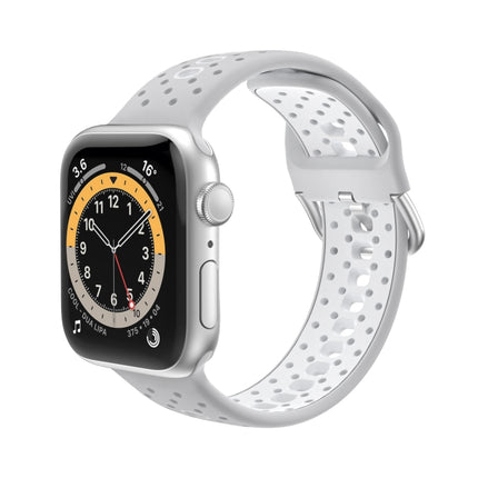 Two Color Silicone Porous Watch Bands For Apple Watch, Specification: 42/44mm S(Gray+White)-garmade.com