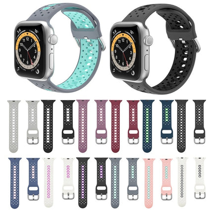 Two Color Silicone Porous Watch Bands For Apple Watch, Specification: 42/44mm L(Pink+Green)-garmade.com