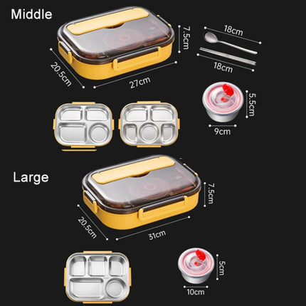304 Stainless Steel Double-Layer Large-Capacity Portable Lunch Box, Color: Lemon Yellow(Medium 5 Grids)-garmade.com