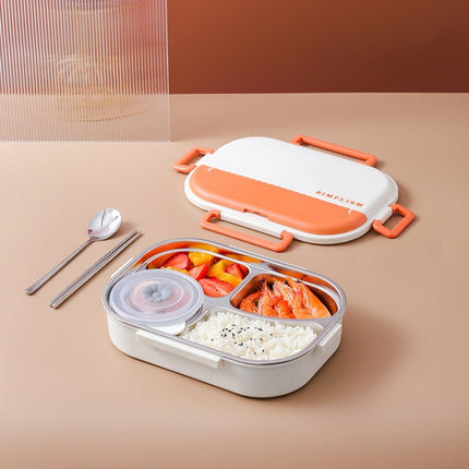Stainless Steel Portable Compartment Insulated Lunch Box(4 Grid Medium Orange)-garmade.com