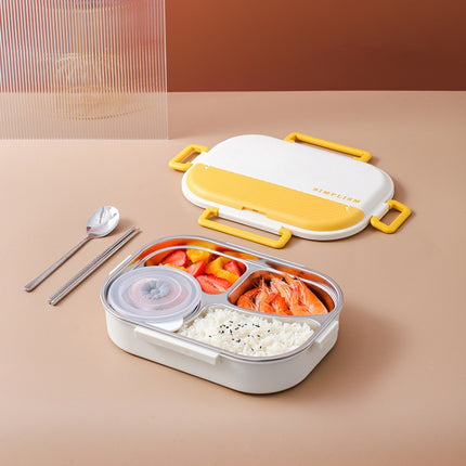 Stainless Steel Portable Compartment Insulated Lunch Box(4 Grid Medium Yellow)-garmade.com