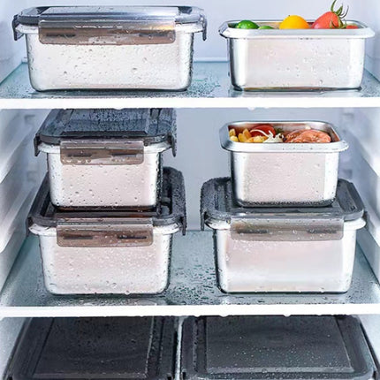Refrigerator Refrigerated Storage Stainless Steel Airtight Crisper, Capacity: Rectangular 600ML-garmade.com