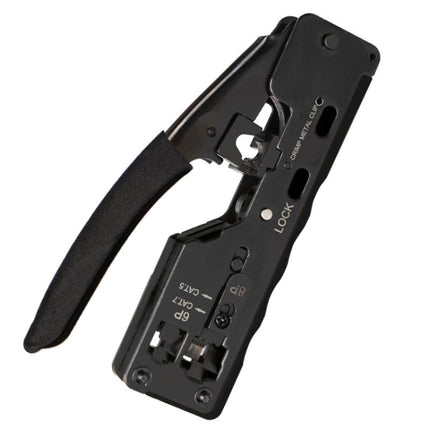 6P8P Seven-type Through-hole Crystal Head Wire Stripping Tool Network Cable Pliers(Black)-garmade.com