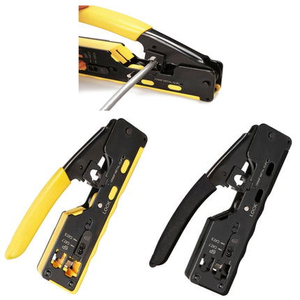 6P8P Seven-type Through-hole Crystal Head Wire Stripping Tool Network Cable Pliers(Yellow)-garmade.com