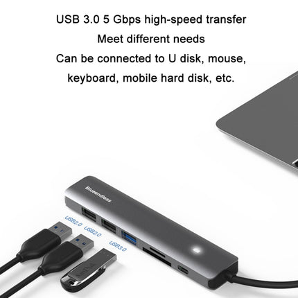 Blueendless Type-C+USB 3.0/2.0+HDMI4K HUB, Specification: 7 in 1-garmade.com