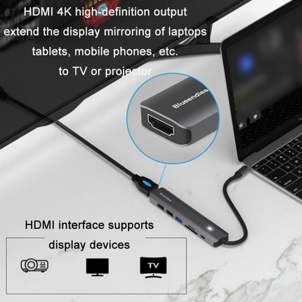 Blueendless Type-C+USB 3.0/2.0+HDMI4K HUB, Specification: 5 in 1-garmade.com