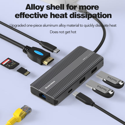 Blueendless 8K/30Hz Type-C To Gigabit Ethernet USB3.1 Docking Station(8 in 1)-garmade.com