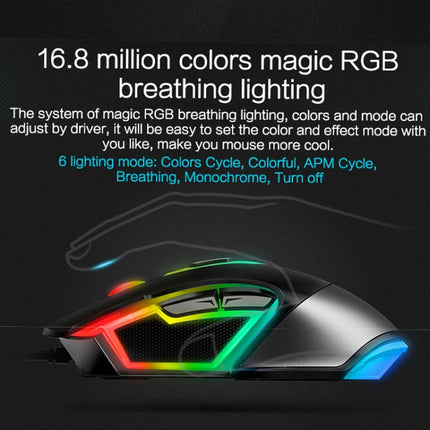 Rapoo V302 7 Keys Color RGB Gaming Wired Mouse, Cable Length: 1.8m(Black)-garmade.com