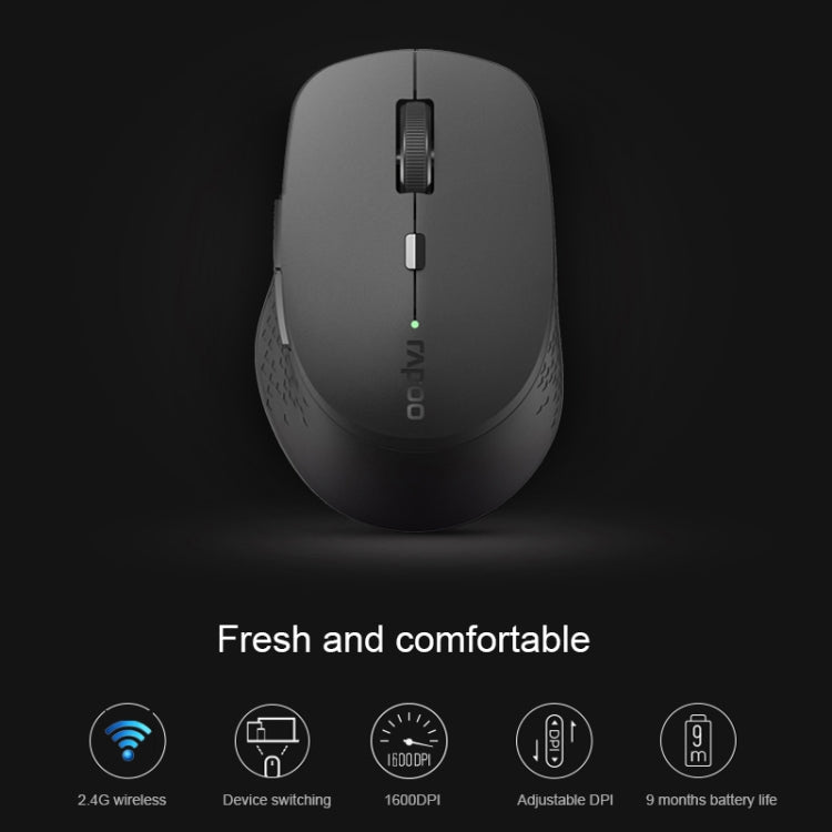 Rapoo M300G 1600DPI 3 Keys Laptop Office Silent Wireless Bluetooth Mouse(Deep Gray)-garmade.com